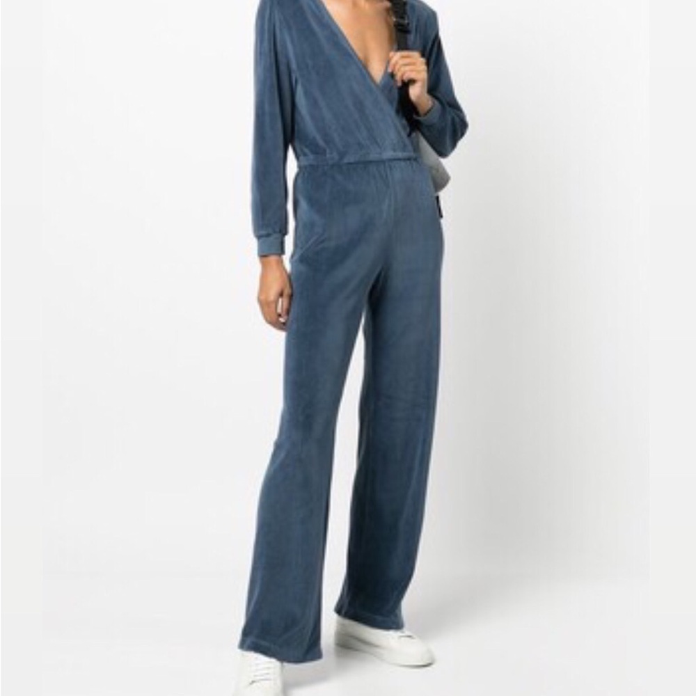 Suzie Kondi cotton velour blue jumpsuit size small